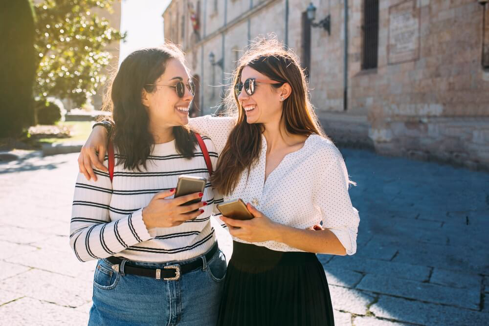 Two young female travellers in Spain
