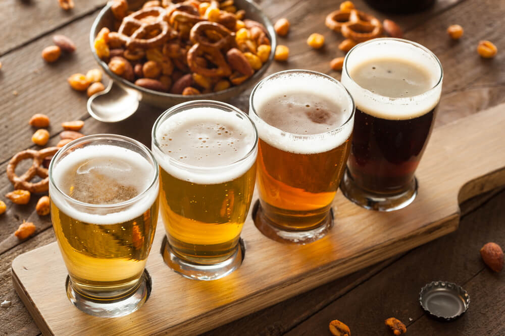 A selection of light to dark beer in Prague
