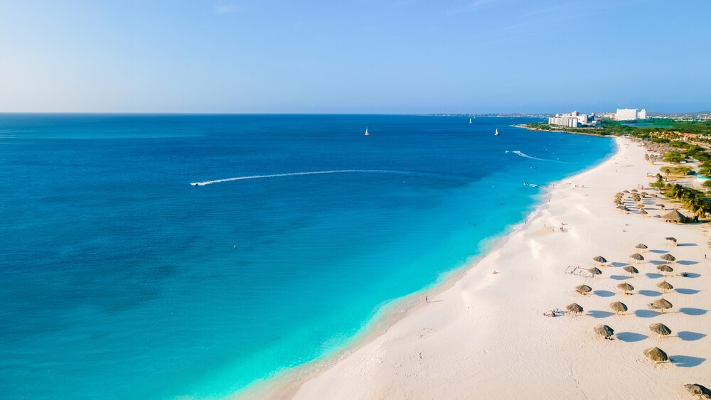 Eagle Beach, Aruba, is a palm-tree dotted paradise