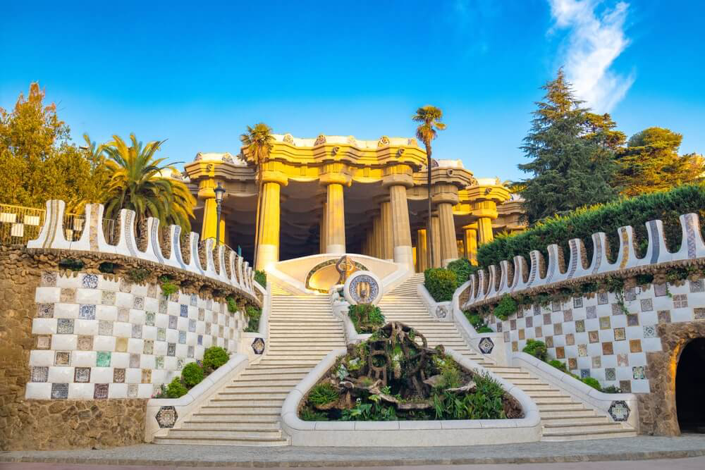 City breaks with kids: steps at Gaudi’s whimsical Parc Güell in Barcelona