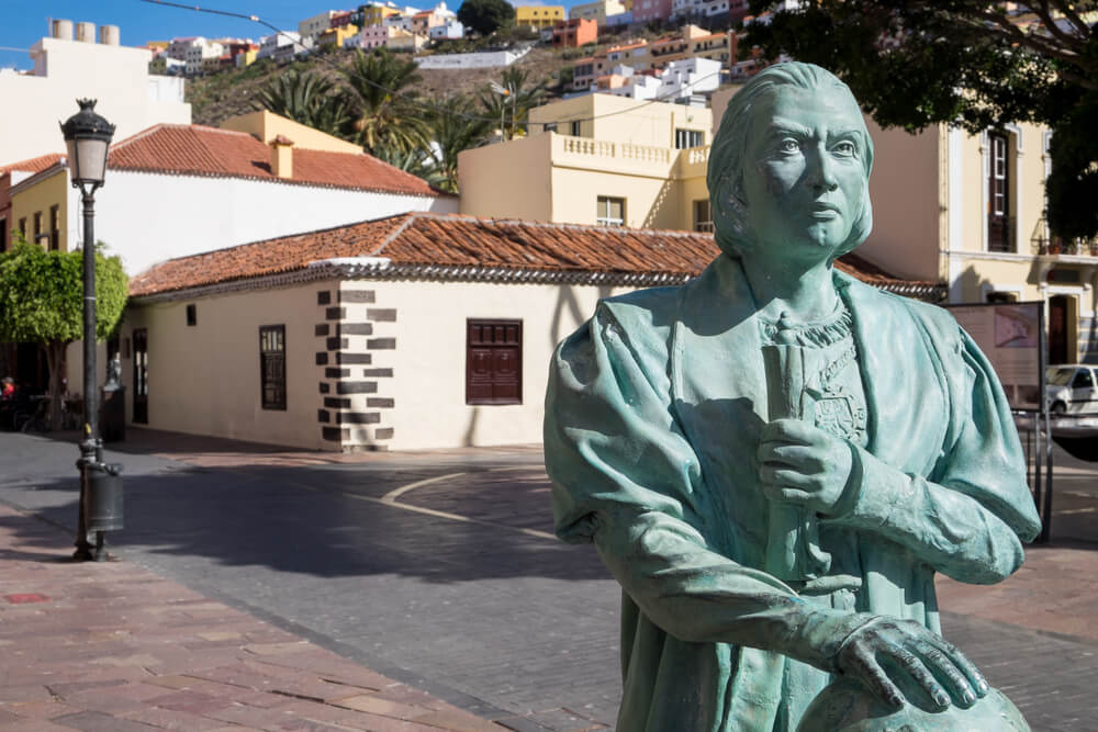 Kolumbus-Statue in San Sebastián de La Gomera, Zwischenstopp auf der Entdeckung Amerikas