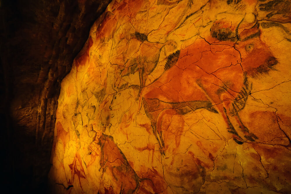 Nordspanien-Urlaub: Detail der berühmten Malereien in der Höhle von Altamira, Kantabrien.