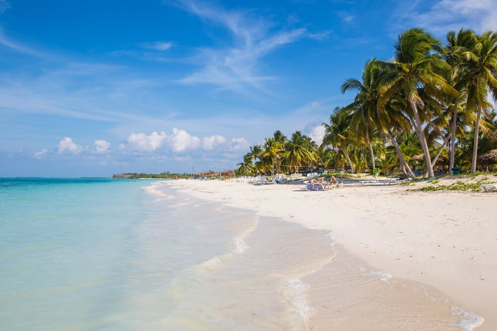 Cayo Levisa: White sand beach, palm trees and light blue ocean