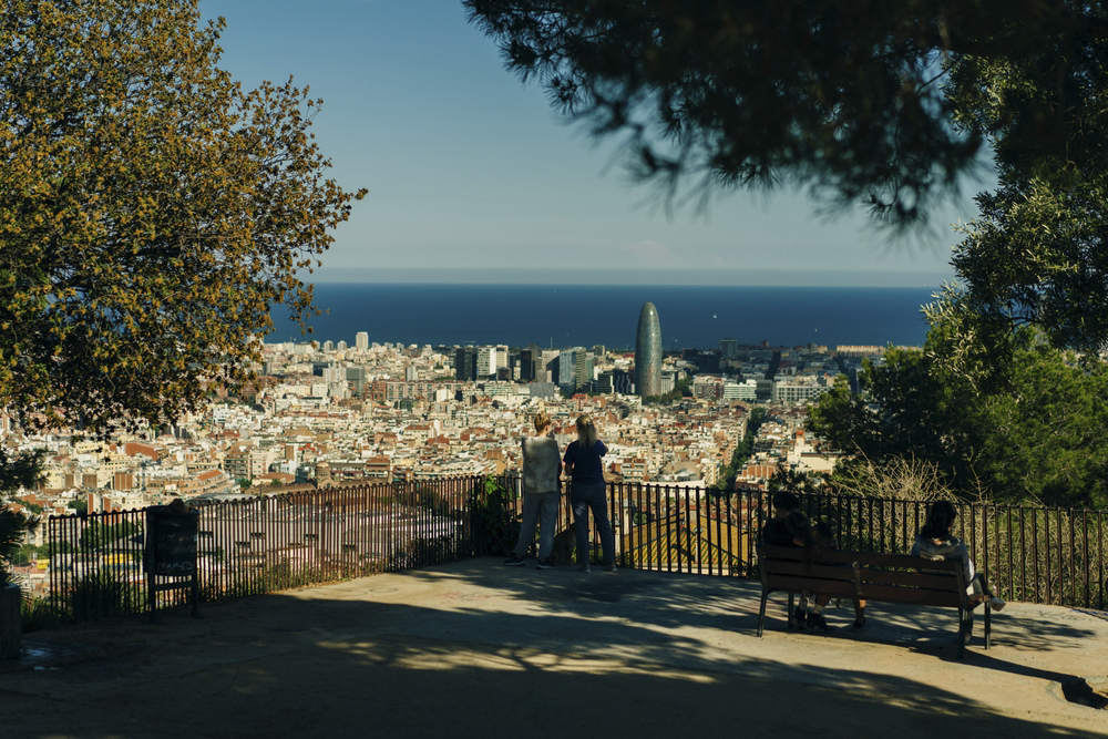 Barcelona cityscape from the hills leading to Bunkers del Carmel