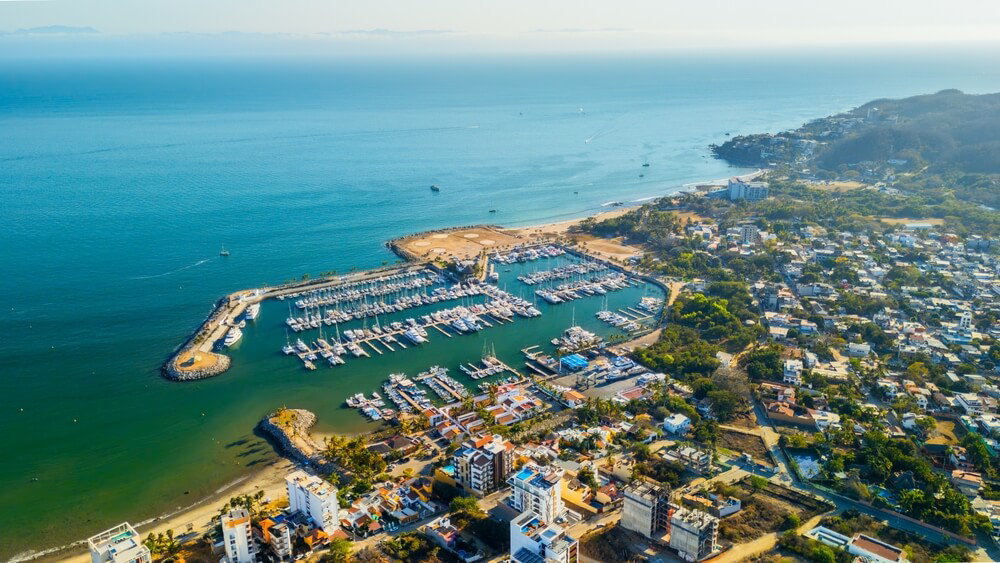 Aerial view of the port of La Cruz de Huanacaxtle, Riviera Nayarit