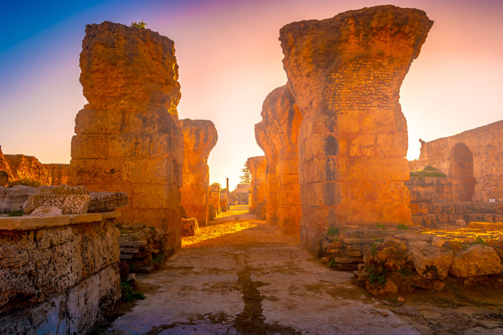 Things to do in Tunisia: The ruins of Carthage bathed in golden light