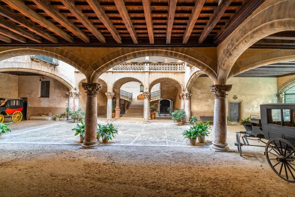 Es Baluard: A sandstone courtyard with palm trees