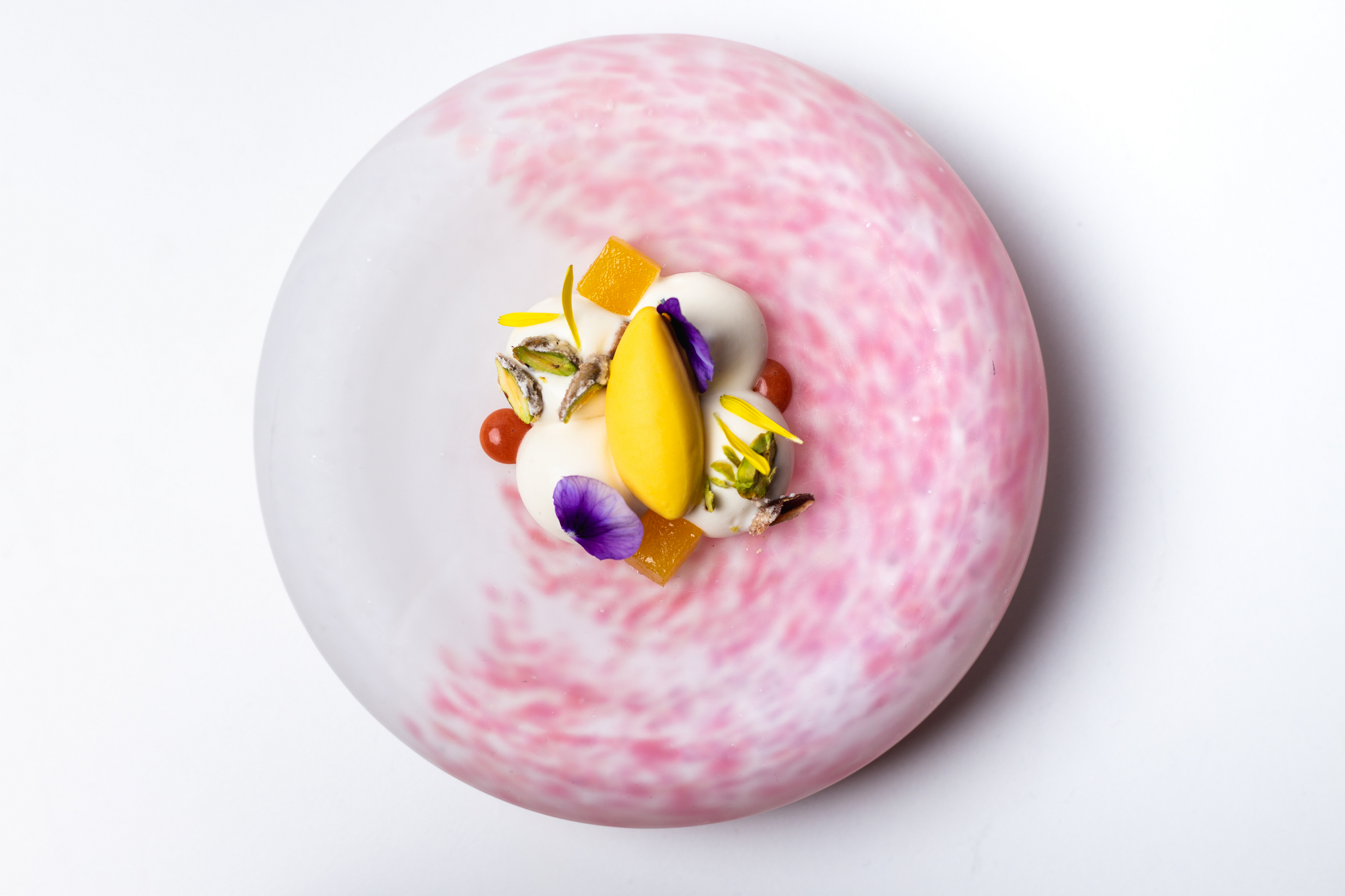 Hotels with Michelin star restaurant: Un plato rosado y blanco en el Rincón de Juan Carlosin