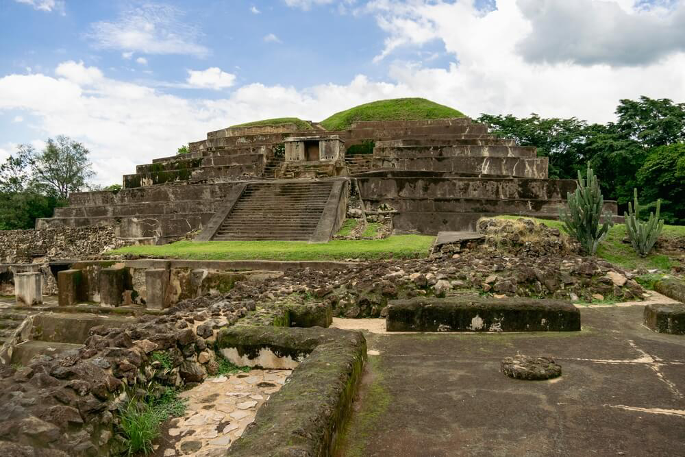 Historical places in El Salvador include the Tazumal Maya ruins 