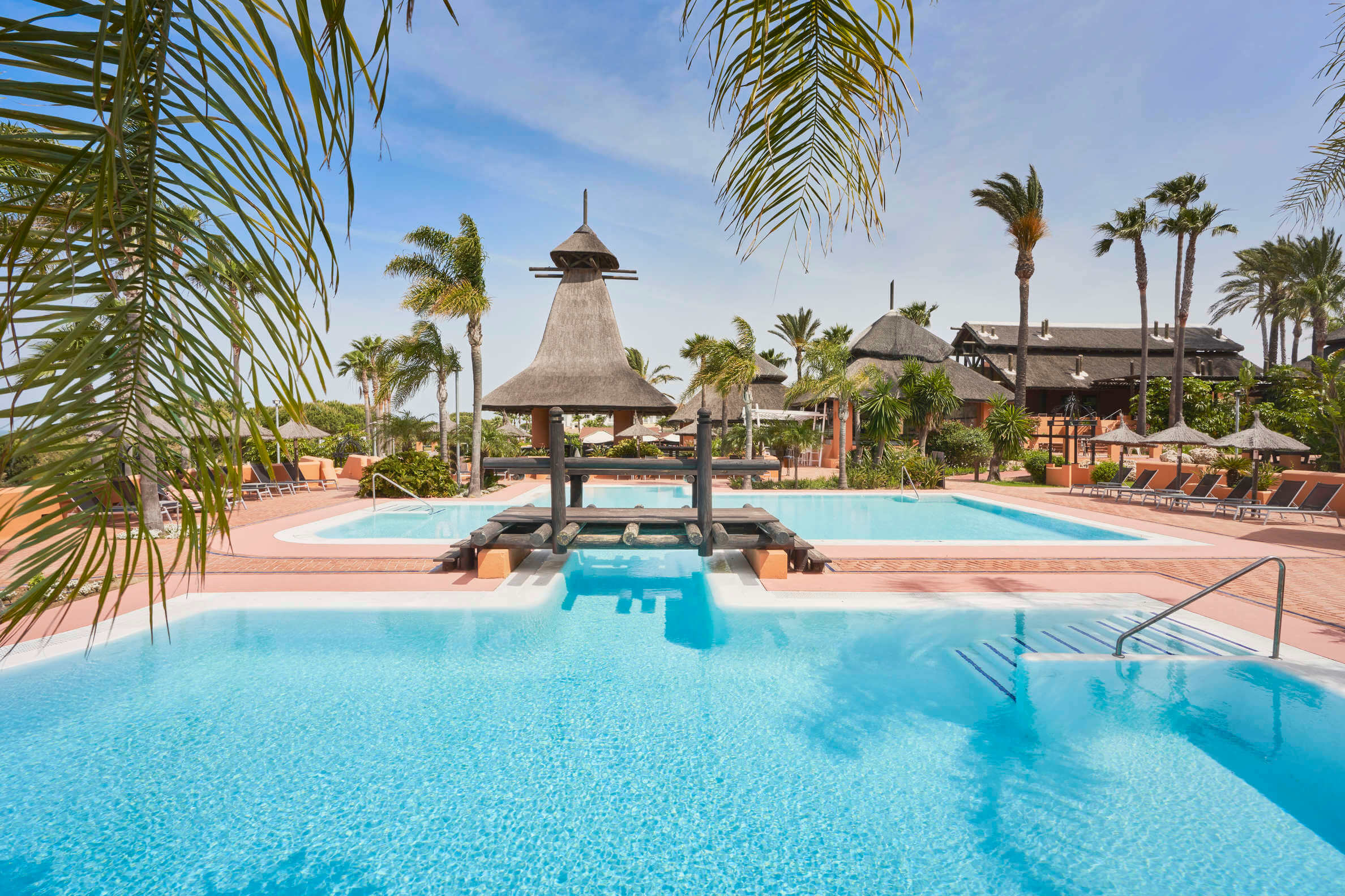 Relaxing holiday destinations. A view of the pool area at the Sancti Petri Royal Hideaway 