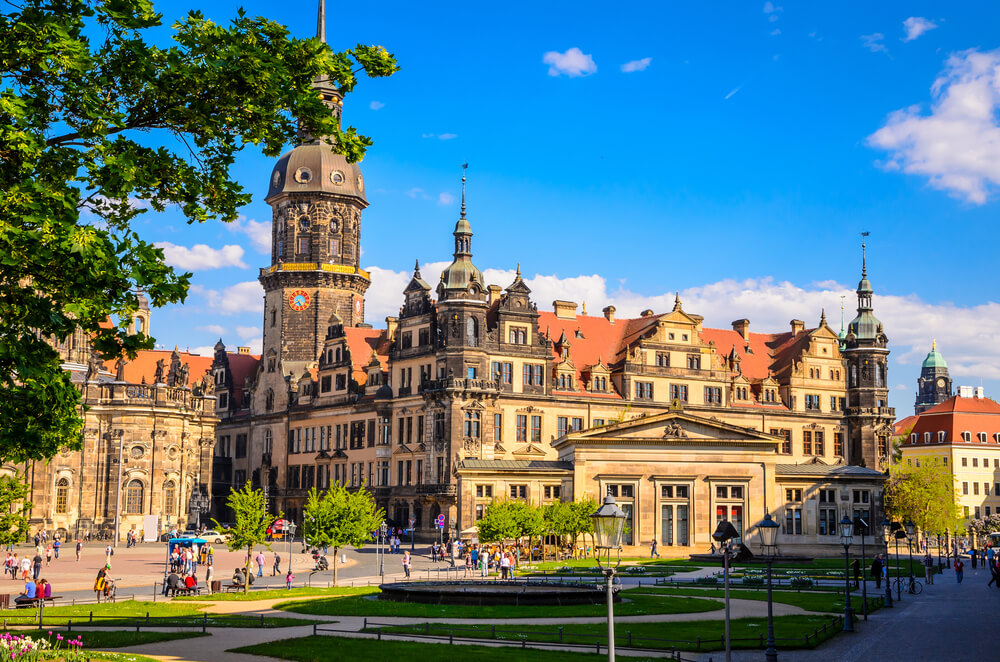 Residence Palace: A large Baroque building in a traditional Dresden square