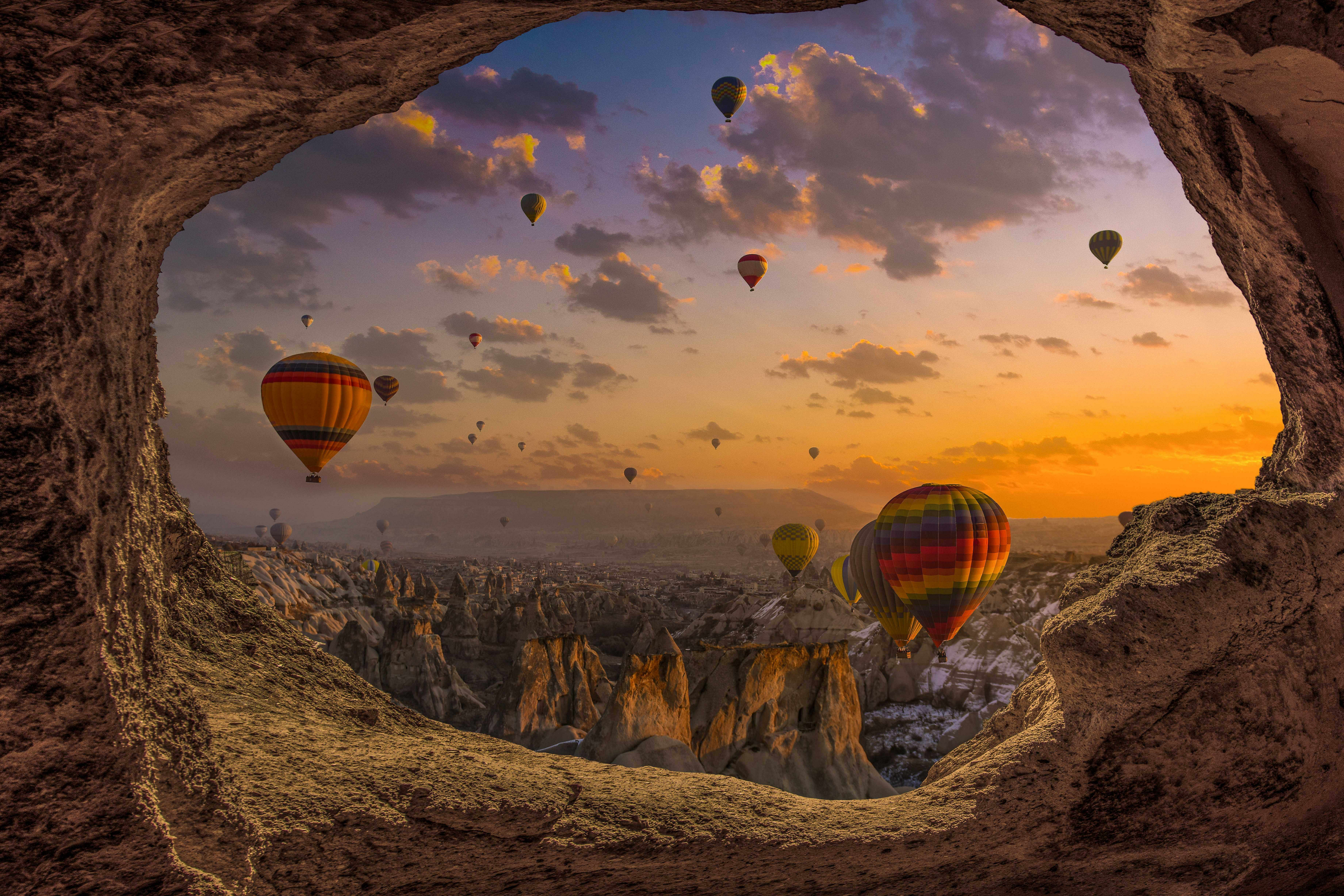 Türkei schönste Orte: Heißluftballons über Kappadokien.